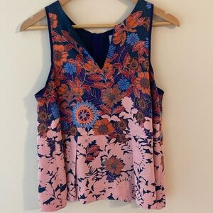 Anthropologie HD in Paris Floral Peplum Top Chic Colorful Size 6